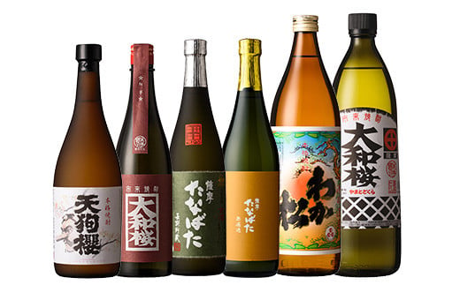 
芋焼酎 「わか松」 「大和桜」 900ml 「天狗櫻」 「大和桜紅芋」 「古酒たなばた」 「たなばた無濾過」720ml 各1本 25度 四合瓶4本 と 五合瓶2本 の計6本 鹿児島 本格芋焼酎 飲み比べ! 【C-196H】
