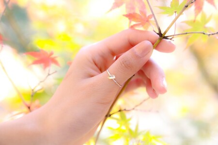 Pt900 リトルモチーフ 桜リング イエローゴールド FHP-041T-YG