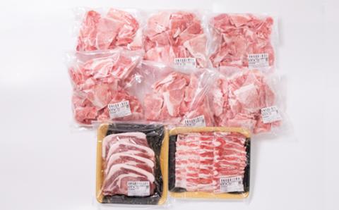 宮崎県産豚肉3種セット 合計3.8ｋｇ 小分けパック（小間切れ・豚バラ・豚ロース）＜1.5-182＞