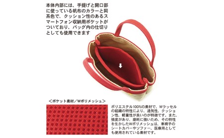バンナイズ　ちょっとお出かけ 仕切り付きバッグインバッグ　バンナイズ 帆布 お散歩 買い物 お出かけ ショッピング ファッション カバン  ベージュ×オレンジ