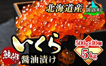  いくら醤油漬け 500g ×10箱 | 国産 北海道産 いくら いくら醤油漬け イクラ ikura 天然 鮭 サーモン 鮭卵 鮭いくら 北海道 昆布のまち 釧路町 笹谷商店 直営 釧之助本店 人気の 訳あり！ホワイトデー 子どもの日 母の日 父親の日 ご飯 米 無洗米 にも最適【配送不可地域：離島】【1103103】