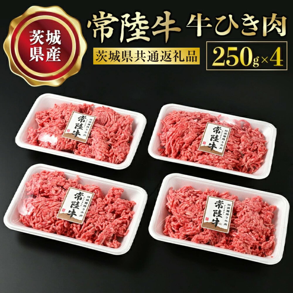 【ふるさと納税】【常陸牛】牛ひき肉 250g×4 合計1kg （茨城県共通返礼品） 藤井商店 常陸牛ひき肉 常陸牛 国産牛 和牛 牛肉 ひき肉 ひきにく 挽肉 挽き肉 牛挽肉 牛挽き肉 4P パック セット 小分け ミンチ ハンバーグ メンチカツ コロッケ 国産 茨城県産 冷凍 送料無料