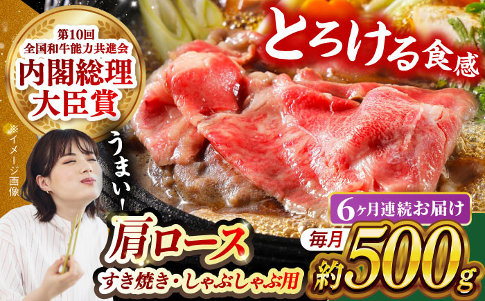 
            【月1回約500g×6回定期便】長崎和牛 肩ロース（すき焼き用）計3kg 長崎県/長崎県農協直販 [42ZZAA144]  肉 牛 和牛 ロース すき焼き 西海市 長崎 九州 定期便
          