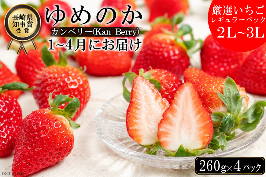 厳選いちご ゆめのか（2L～3L）260g×4パック 長崎県知事賞受賞