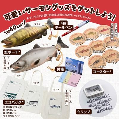 ふるさと納税 標津町 標津サーモン科学館グッズセットD　鮭ポーチ エコバッグ ボールペン クリップ 付箋 コースター |  | 01