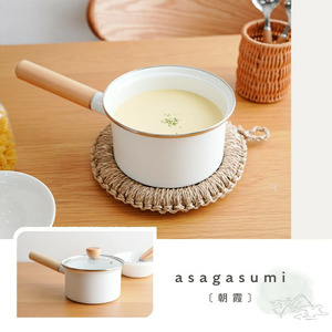 ミルクパン ホーロー 14cm　【朝霞】（ホワイト）　rise048