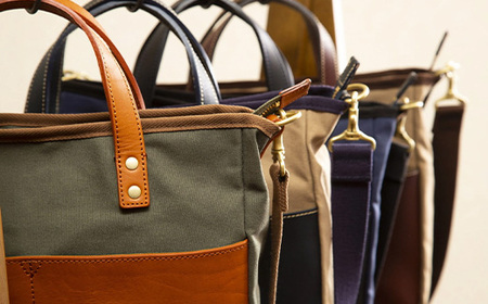 牛革かぶせ×帆布 手提げショルダー　ネイビー　【12203-0377-3】