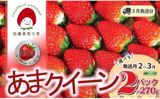 《2026年産先行予約》「西脇市産 佐藤果実工房 あまクイーン」（約270g×２パック 約540g）【佐藤果実工房 全国いちご選手権3年連続上位入賞農園 TVで紹介!】令和８年３月下旬配送分（07-53）
