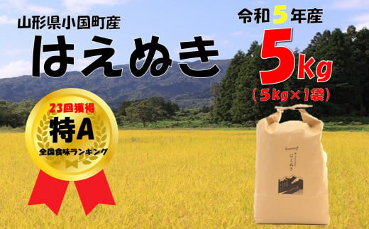 （令和５年産）山形県小国町産 はえぬき5kg