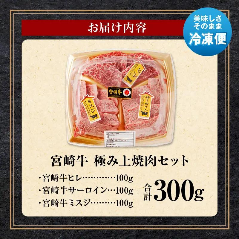 牛肉 焼肉 牛肉[宮崎牛 ヒレ・サーロイン・ミスジ セット 300g]