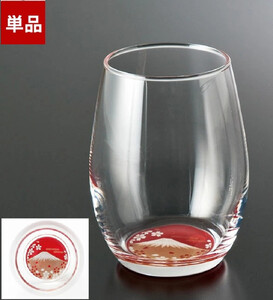 みよし漆器本舗 紀州塗り ぬりもん de Verre ダルマグラス 蒔絵 富士山 単品 赤 200ml