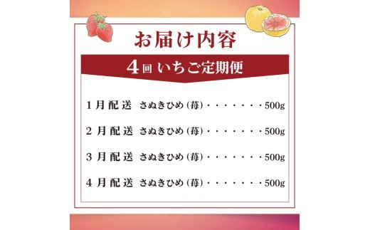 いちごの定期便 4回 Hコース 果物 フルーツ いちご 苺 さぬきひめ スイーツ デザート ケーキ ゼリー ジュース ジェラート アイス いちご大福 フルーツ大福 ジャム クレープ ショートケーキ タ