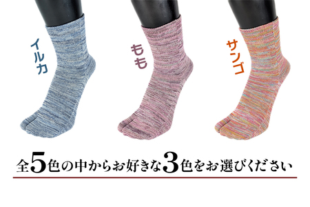 [タビソックス]「雅 (MIYABI)」くちゴムゆったりタイプ3足セット (23cmから25cm／S) [2995]