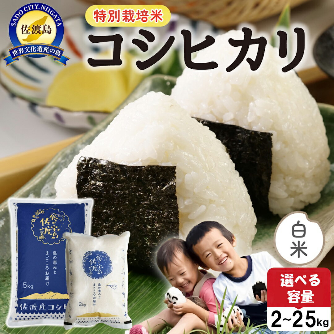 【ふるさと納税】米 コシヒカリ 新潟 2kg 4kg 5kg 10kg 15kg 20kg 25kg 選べる 令和7年産 特別栽培米 佐渡島産 農薬・化学肥料5割減 精米したて 白米 精米 新潟県産 こめ コメ ブランド米 おすすめ お取り寄せ ごはん おにぎり お弁当 新潟県 佐渡市