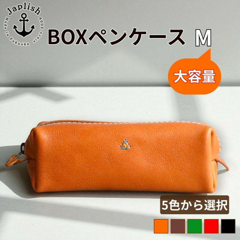 【ふるさと納税】【カラー選択可】【5色展開】大容量BOXペンケース Mサイズ 博多革工房 Japlish ジャプリッシュ