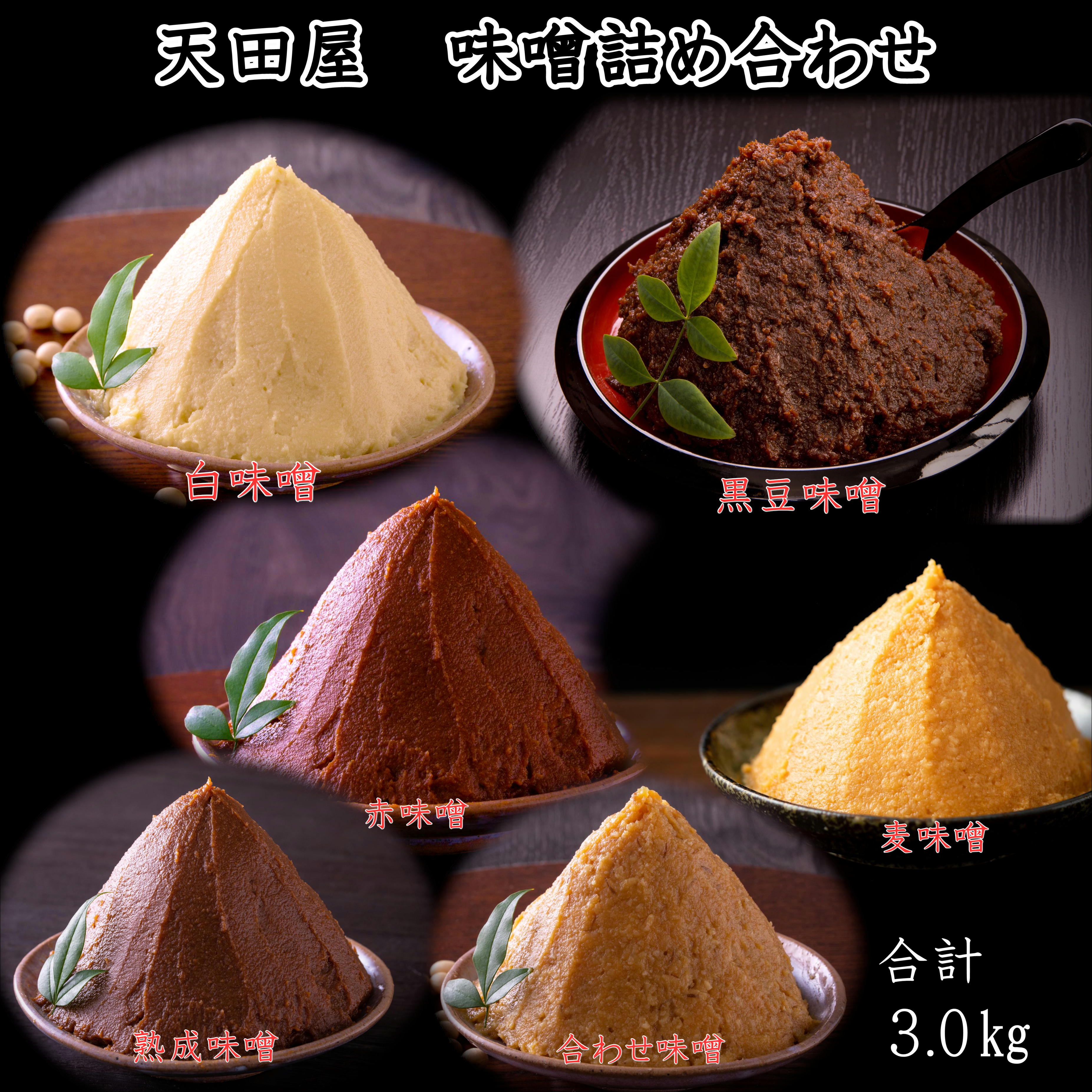 【ふるさと納税】 天田屋　味噌6種詰め合わせ（500g×6個＝3kg） | みそ 味噌 金山寺味噌 金山寺 詰め合わせ セット 和歌山