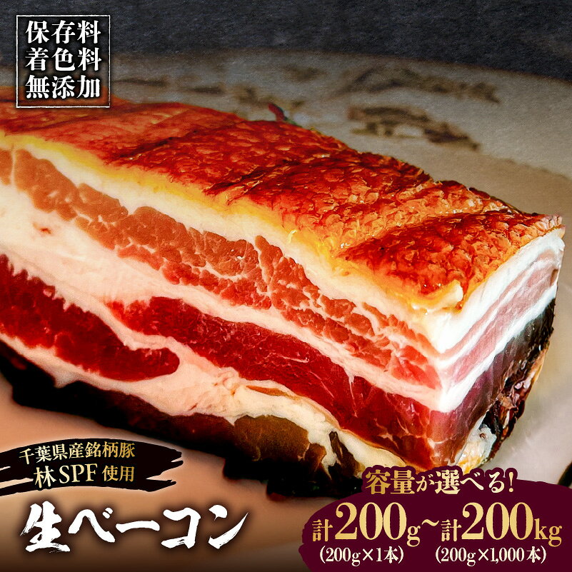 【ふるさと納税】 【容量が選べる】【東京・深川チャーシュー専門店】生ベーコン【保存料・着色料無添加】《千葉県産銘柄豚 林SPF使用》 東京都 江東区 ベーコン 豚バラ 燻製 冷燻 林SPF 豚 豚肉 肉 お肉 冷凍 おかず 朝食 パスタ ペペロンチーノ サンドイッチ 送料無料