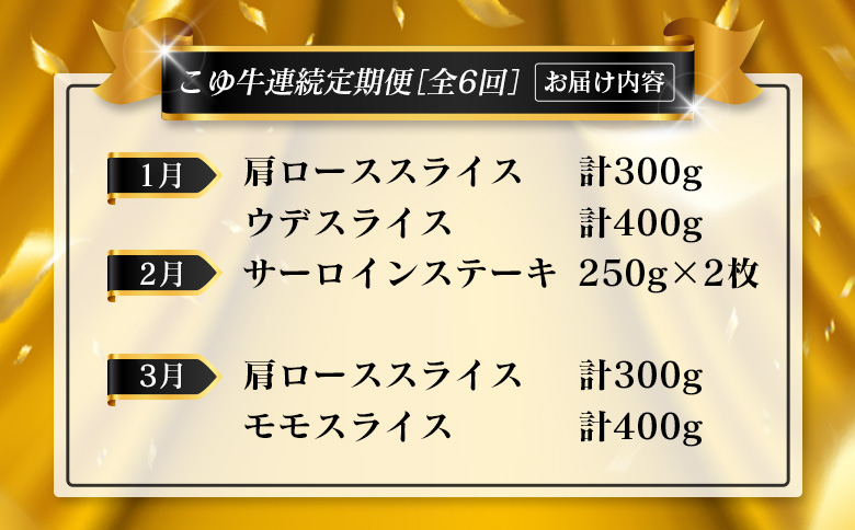 ＜年末年始限定!!＞厳選 黒毛和牛 お肉定期便 ［全6回］ 連続（1月～6月） 国産 牛肉 しゃぶしゃぶ すき焼き 焼肉 堪能 カルビ ステーキ ロース バラ モモ スライス 宮崎【F159】
