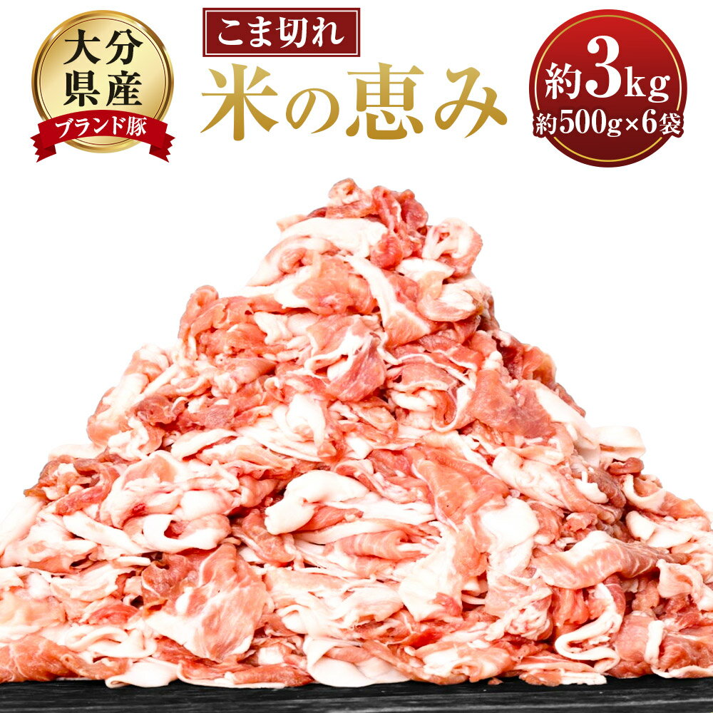【ふるさと納税】大分県産 ブランド豚「米の恵み」 こま切れ 計約3kg（約500g×6袋） 真空パック 小分け 豚肉 お肉 冷凍 大分県産 国産 九州 大分県 竹田市 送料無料