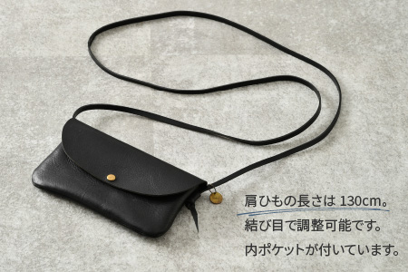 スマホポーチ（ブラック） topiv 牛革 本革 [B-01100701]