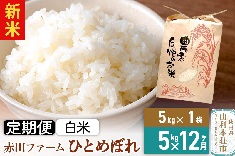 ＜令和8年産 新米＞《12ヶ月定期便》【白米】秋田県産ひとめぼれ 5kg [新米 米 お米 こめ 白米 精米 ひとめぼれ ブランド米 食卓 おにぎり 秋田県産 秋田県 由利本荘市]
