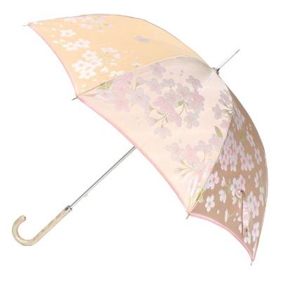 ふるさと納税 富士河口湖町 槙田商店【晴雨兼用】長傘 ”絵おり”  桜:ベージュ