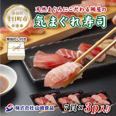 ふるさと納税 十日町市 【熨斗付き】天然マグロ屋の気まぐれ寿司 7貫×3パック 計21貫 新潟県十日町市