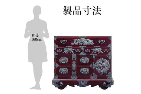 【彫金手打金具】 仙台箪笥 閂型車箪笥 ≪竜・唐獅子・鳳凰≫ 木地呂漆塗り KD-48D （お申込書返送後8ヵ月～12ヵ月程度でお届け） 欅産業 たんす 家具 収納 インテリア