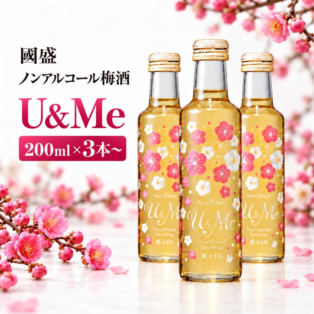 【ふるさと納税】國盛 ノンアルコール梅酒 U&Me 200ml 選べる 3本 6本 12本 30本 | 梅酒 ノンアルコール スパークリング 國盛 國盛FARM 果実酒 ソーダ割 紅南 高梅 南高梅 完熟梅 フルーツ 愛知県 美浜町 中埜酒造