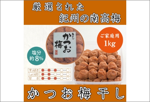 【0835-3】紀州南高梅 かつお梅(塩分8%) 1kg