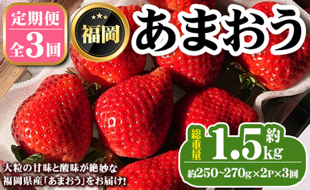 《先行予約受付中・数量限定》＜定期便・全3回（2月・3月・4月）＞2027年2月からお届け！いちご定期便 あまおう(総重量約1.5kg・約250～270g×2P×3回) いちご 苺 あまおう 果物 フルーツ 定期便 ＜離島配送不可＞【ksg1676】【THE FARM_strawberry】