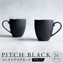 【ふるさと納税】【美濃焼】 PITCH BLACK ストライプマグ 2点 【丸健製陶】 マグカップ ペア セット[TAY049]