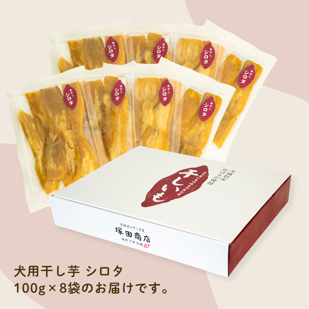 犬のおやつ 国産 干し芋 シロタ 800g (100g × 8袋) 送料無料 保存料不使用 訳ありドックフード 国産手作り さつまいも 人気 少量 個包装 栄養 効能 犬 わんちゃん 訳あり小袋 ドッ