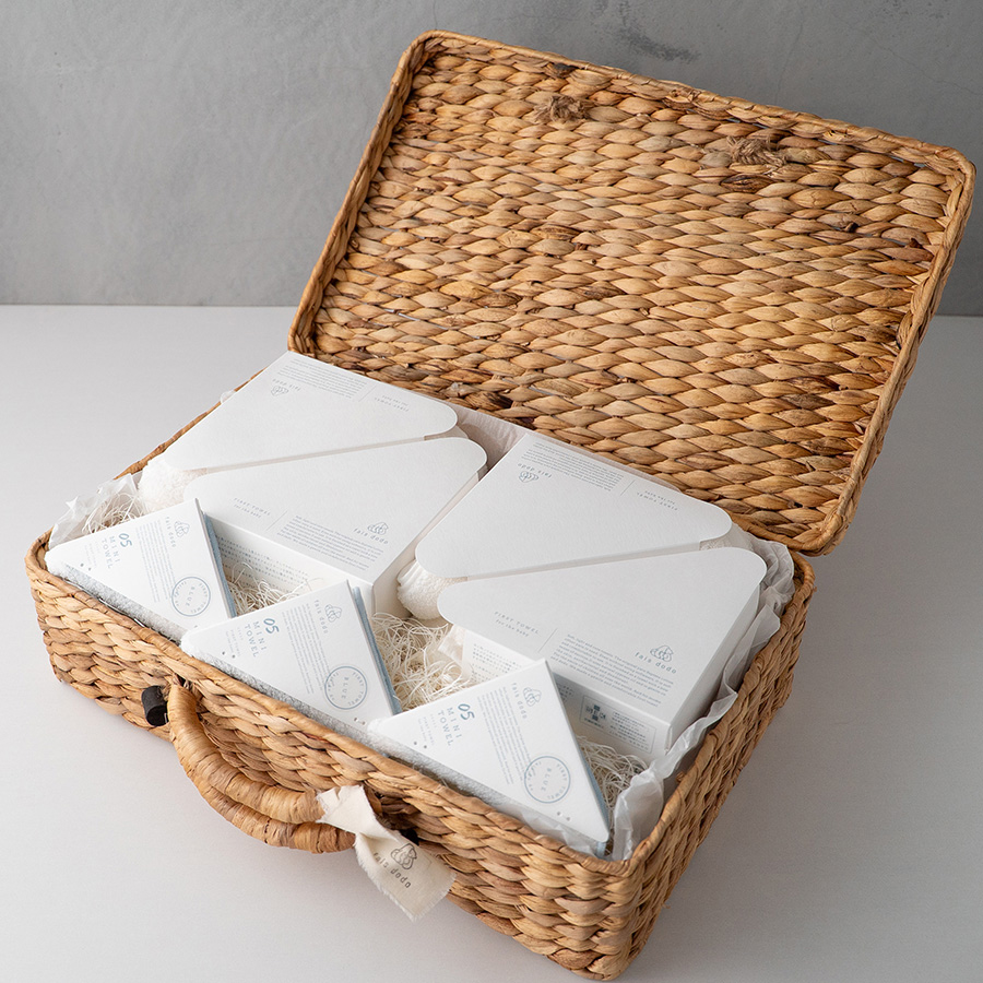 <Shinko Towel>fais dodo出産準備ファーストタオル8点セット/BLUE(かごトランク入)