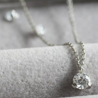 ふるさと納税 大津市 プラチナ900【ラボグロウンダイヤモンドネックレス】0.2ct 3点留めデザイン 長さ40cm |  | 01