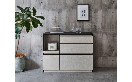 【開梱設置】キッチンカウンター レンジ台 アンサンブル 幅119.7 ストーンホワイト