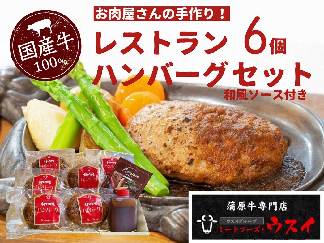 
                  蒲原牛 レストラン ハンバーグ セット (6個) 温めるだけで食べられる オリジナル 和風ソース 付き 国産 牛肉 湯煎 電子レンジ 父の日 母の日 お中元 御中元 お歳暮 御歳暮 贈答 プレゼント 贈り物 1T04016
                