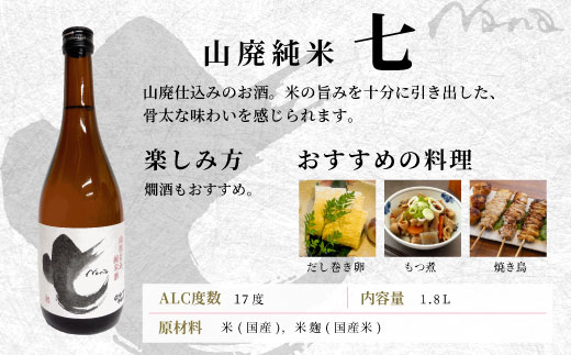 蓬莱泉 ほうらいせん 山廃純米 「七」 1.8L 17％ 関谷醸造 お酒 日本酒 酒 コメ 米 お米 アルコール おすすめ お取り寄せ プレゼント 贈答 贈り物 ご自宅用 宅飲み 愛知県 設楽町 別撰