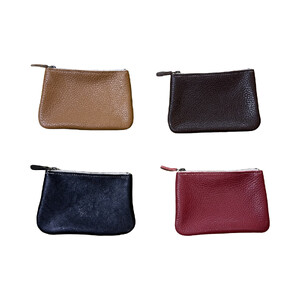 革・ファスナーポーチ ミニ［キャメル］