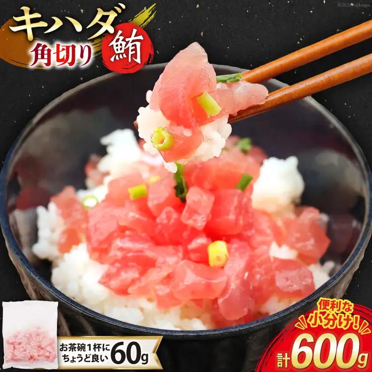 マグロ 天然 キハダマグロ 角切り 60g 10パック 計600g 冷凍 小分け [トライ産業 静岡県 吉田町 22424416-c]