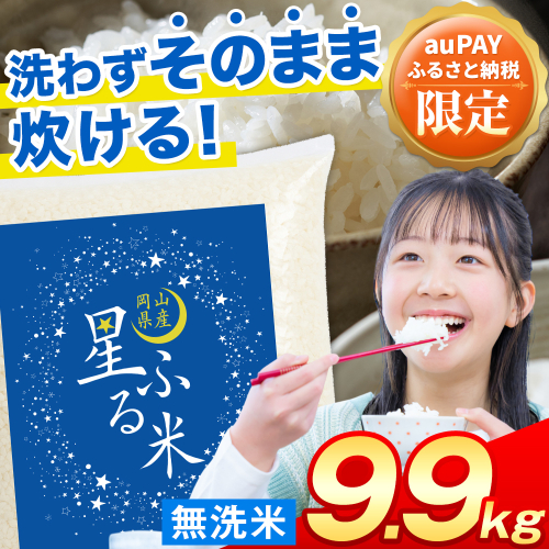 【au PAY ふるさと納税限定】応援米 星ふる米 無洗米 9.9kg (9.9kg×1袋) 岡山県産《7-14営業日以内に出荷(土日祝除く)》生活応援 ふるさと 岡山 岡山県 浅口市 米 ブレンド米 無洗米 おにぎり米 コメ お米