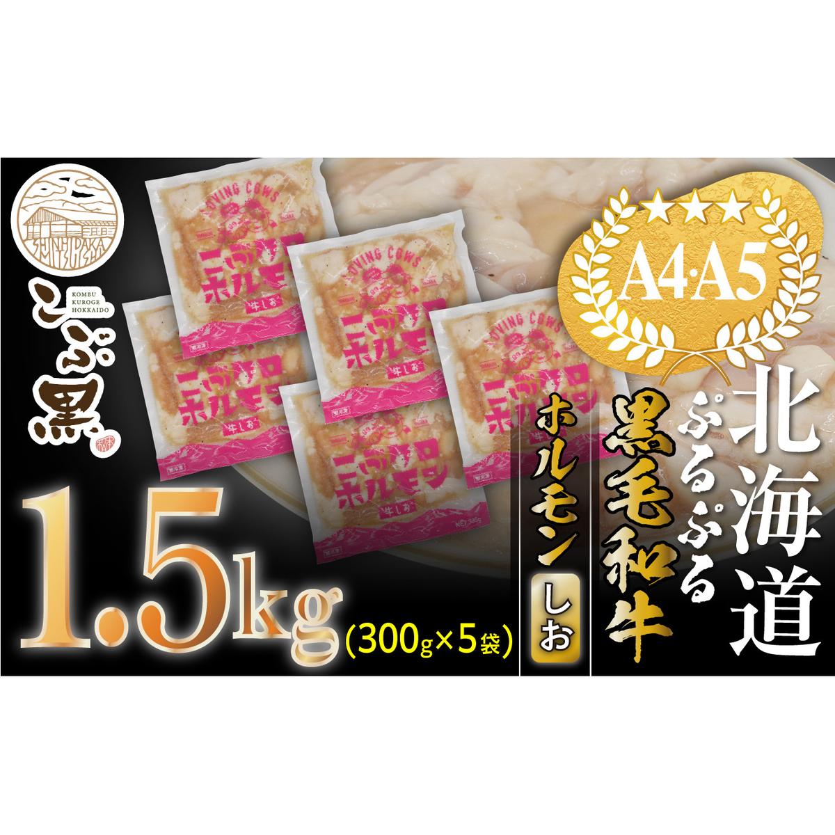 北海道産 黒毛和牛 こぶ黒 和牛 しお ホルモン 計 1.5kg (300g×5パック) ＜LC＞