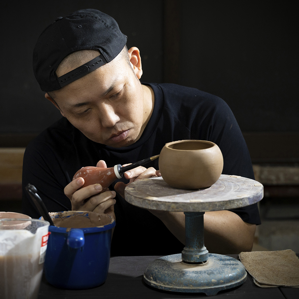 【萬古焼（ばんこやき）】象嵌技法（ぞうがんぎほう）「パンダ抹茶茶碗」表現技法で萬古焼に新風を吹き込むアーティスト・谷口純一│パンダ　熊猫　抹茶　1点もの　一珍　三重県 四日市市 四日市_イメージ4