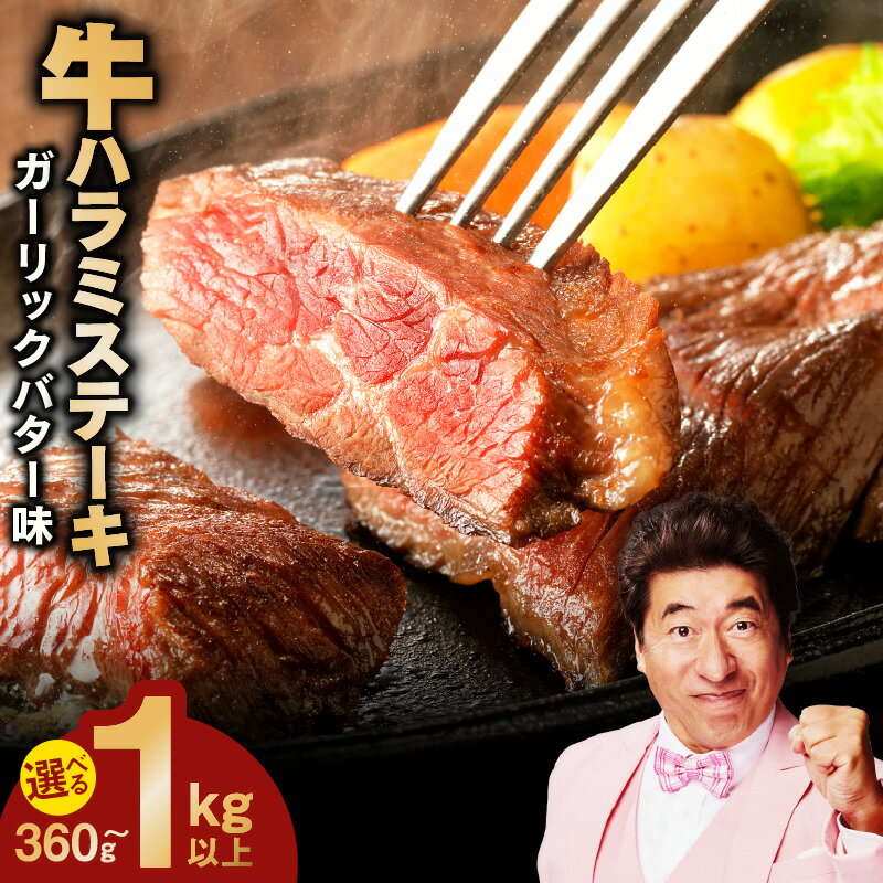 【ふるさと納税】【訳あり】 牛ハラミ ステーキ 4枚 / 8枚 / 10枚 特別規格 ガーリックバター味 小分け 厚切り カット 牛肉 肉厚 肉 ハラミ 極味付け肉 サイズ 不揃い 焼肉 バーベキュー 年内発送 お取り寄せ 冷凍 発送月 泉佐野市 送料無料 肉の泉佐野