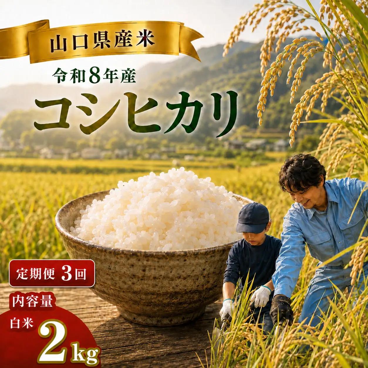 令和8年度産 山口県産 コシヒカリ 2㎏ 定期便 3回発送