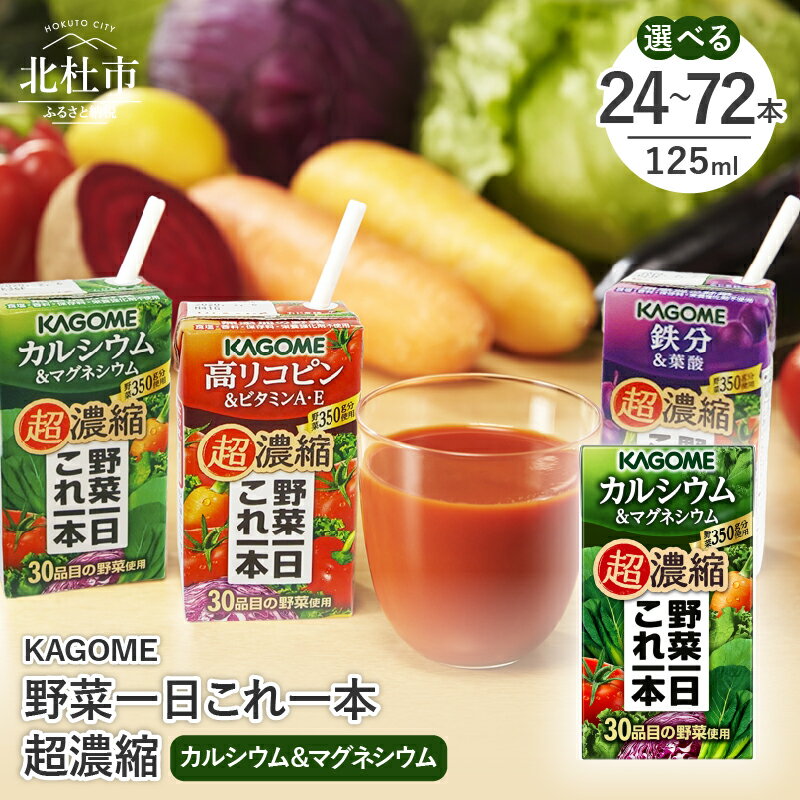 【ふるさと納税】 カゴメ 野菜一日これ一本 超濃縮 カルシウム＆マグネシウム 125ml 紙パック 選べる本数 24本 48本 72本 野菜ジュース 濃縮ジュース 名水仕込 無添加 これ1本 野菜不足 350g 30品目 健康志向 飲料 健康食品 防災 送料無料 10000円 10000 1万円