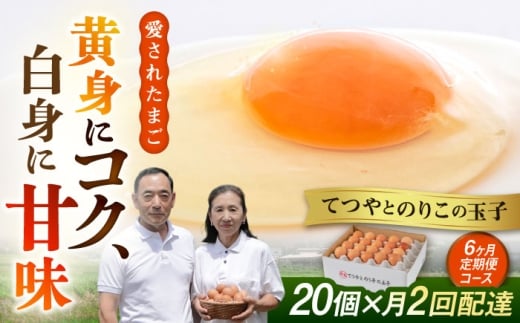 《月2回 × 20個  6ヶ月コース》 【15日・30日ごろ出荷】卵 てつやとのりこの玉子  全12回定期便 糸島市 / 板垣ファーム 卵 たまご 玉子 鶏卵 卵かけご飯 便利 定期便 定期購入 [AWD013-2]