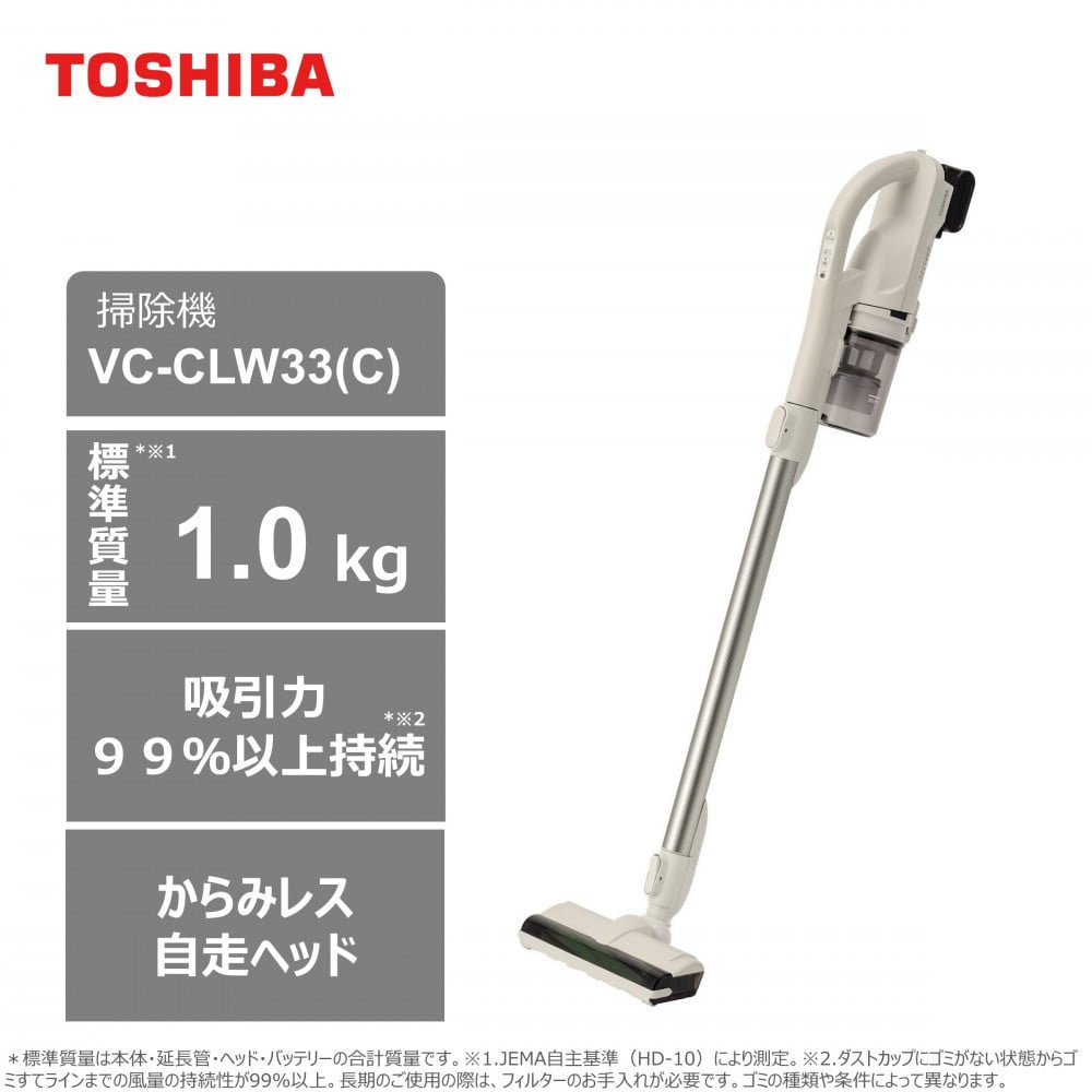 東芝 掃除機 コードレス VC-CLW33(C) 標準質量1.0Kg