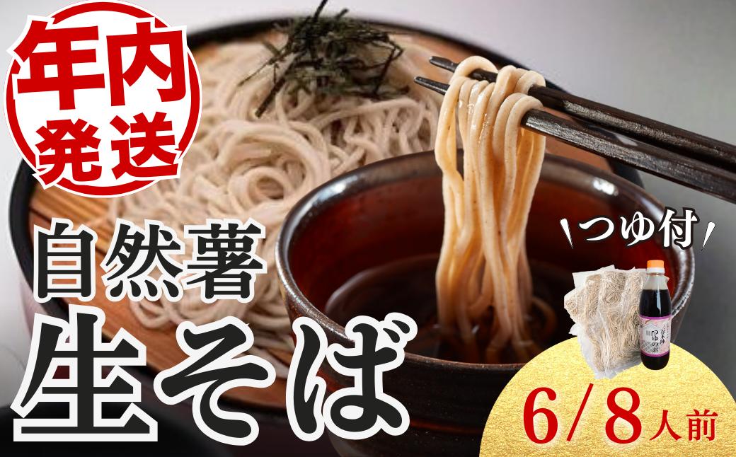 
                  【12/25決済分まで年内配送】 蕎麦 そば 年越しそば 生  生麺 年越 限定 そばつゆ セット 選べる 内容量 自然薯そば ( 生そば ) こだわりつゆ1本付き 三春本陣 1食140g 6食 8食 年内発送 ソバ soba 石臼挽き 自然薯 大晦日 年越し 岩手県 一関市 
                
