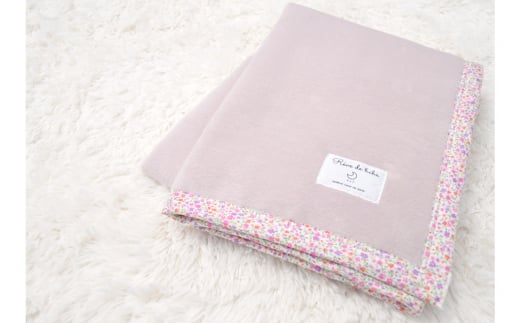 名入れ可 綿100%ベビー毛布 (ベージュピンク／花) 85×115cm 毛布の町泉大津市産 | ベビー毛布 ベビー 毛布 ベビーブランケット 毛布 ブランケット 赤ちゃん毛布 入園 保育園 幼稚園 お昼寝 おひる寝 通園 敏感肌 綿100% 洗える [3337] N-MM400 [104432-40027322-be]